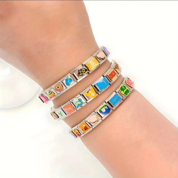 Italian Charm Dangling Moon Stars and Pearls‎ Zircon Gem Italian Charm Bracelet - Picture 12 of 14